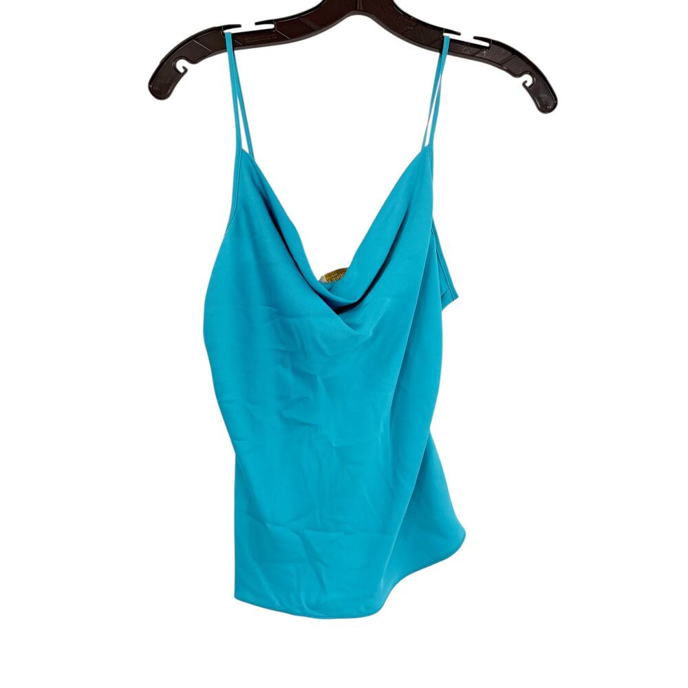 RAMY BROOK Top NEW Size S Abigail Cowl Neck Tank Vibrant Blue $195 Satin - Picture 4 of 6